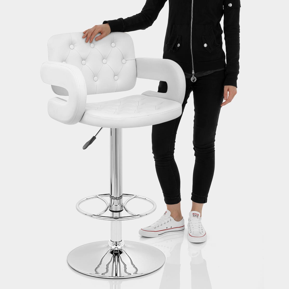 Polaris Bar Stool White Features Image