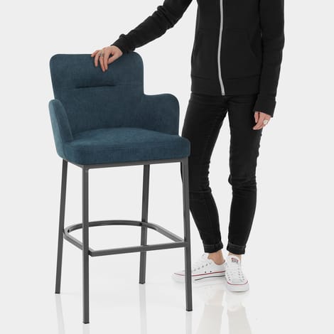 Porter Bar Stool Blue Fabric Features Image