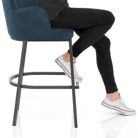 Porter Bar Stool Blue Fabric Frame Image
