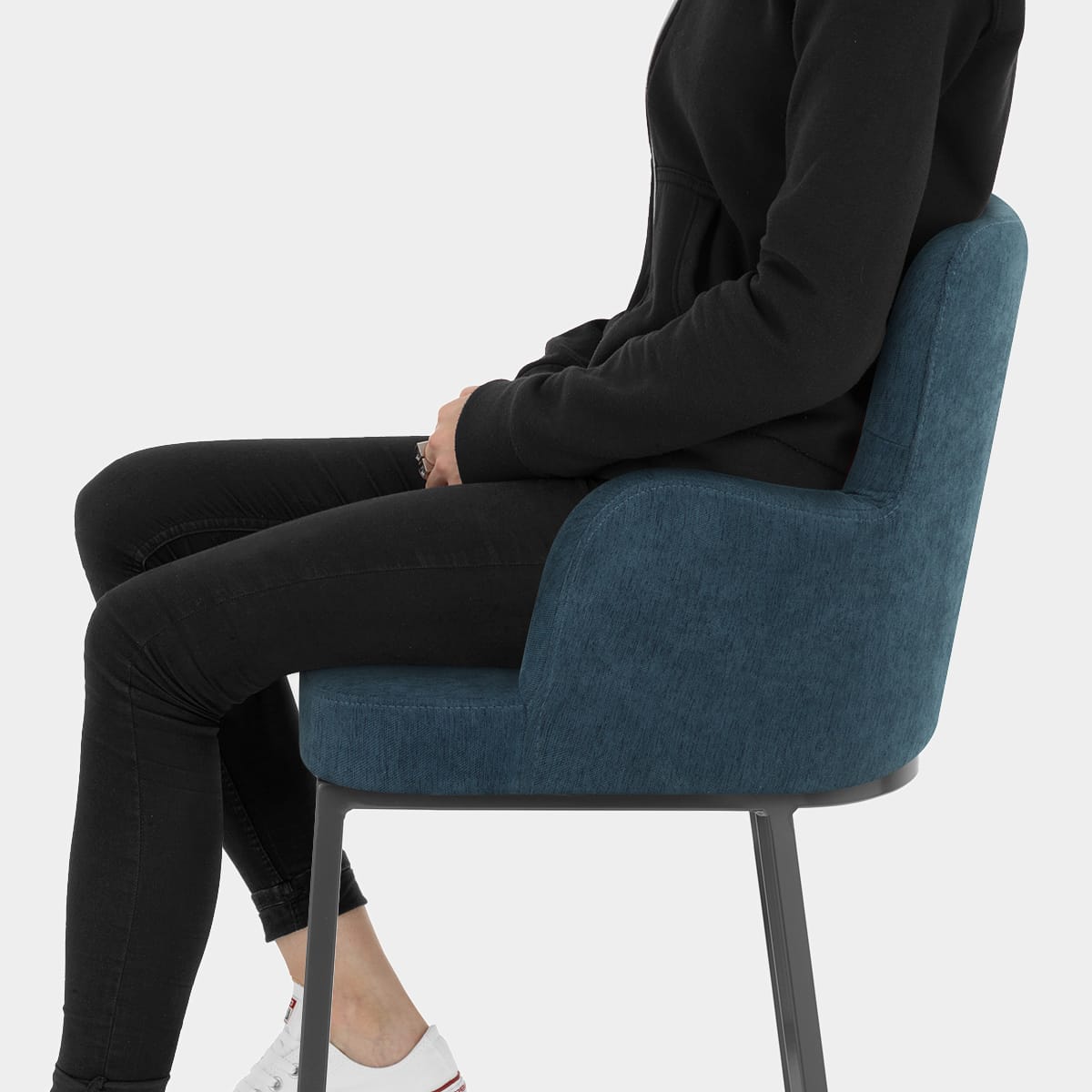 Porter Bar Stool Blue Fabric Seat Image