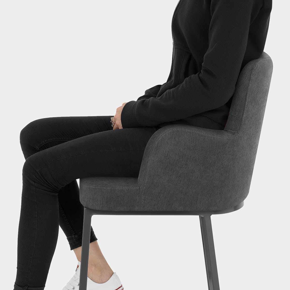 Porter Bar Stool Charcoal Fabric Seat Image