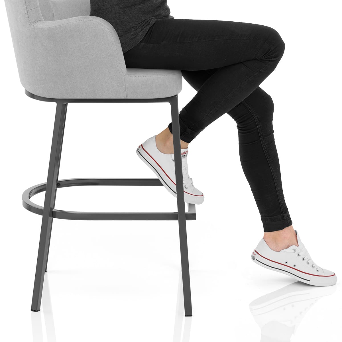 Porter Bar Stool Grey Fabric Frame Image