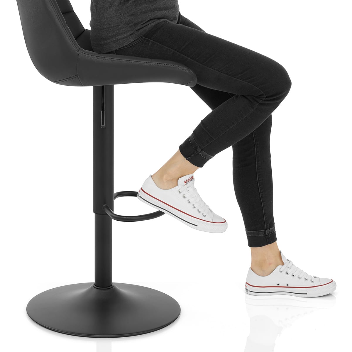 Porto Bar Stool Black Leather Frame Image