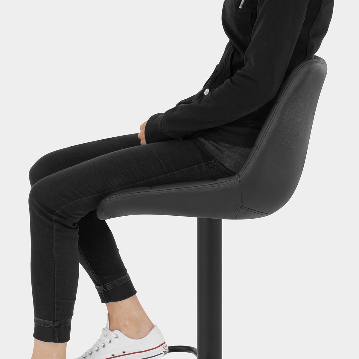 Porto Bar Stool Black Leather Seat Image