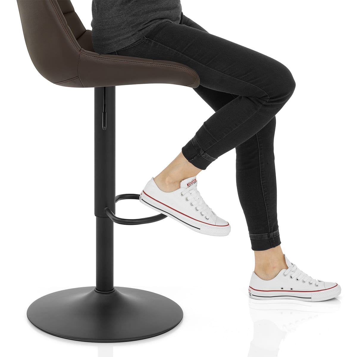 Porto Bar Stool Brown Leather Frame Image