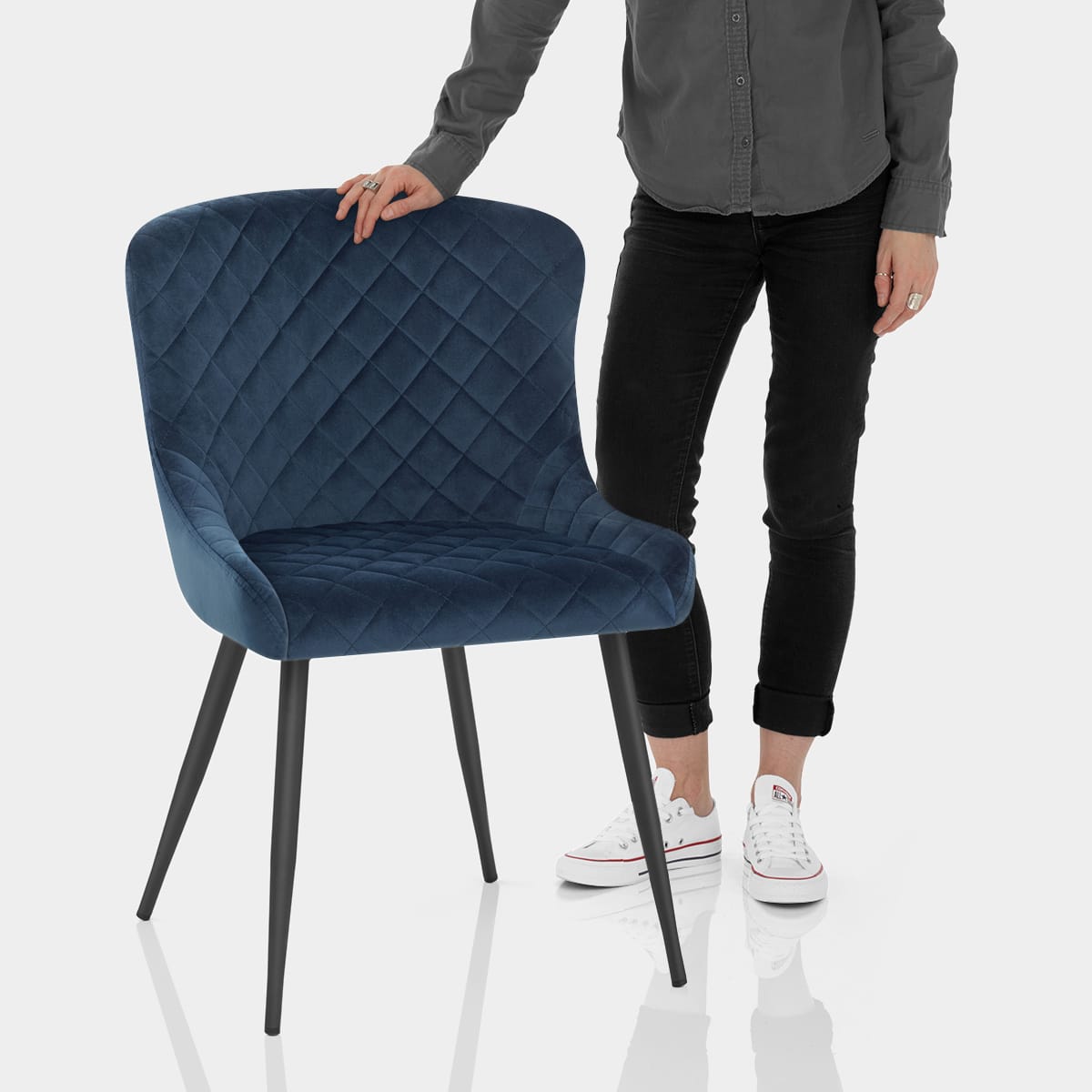 Provence Dining Chair Blue Velvet Features Image