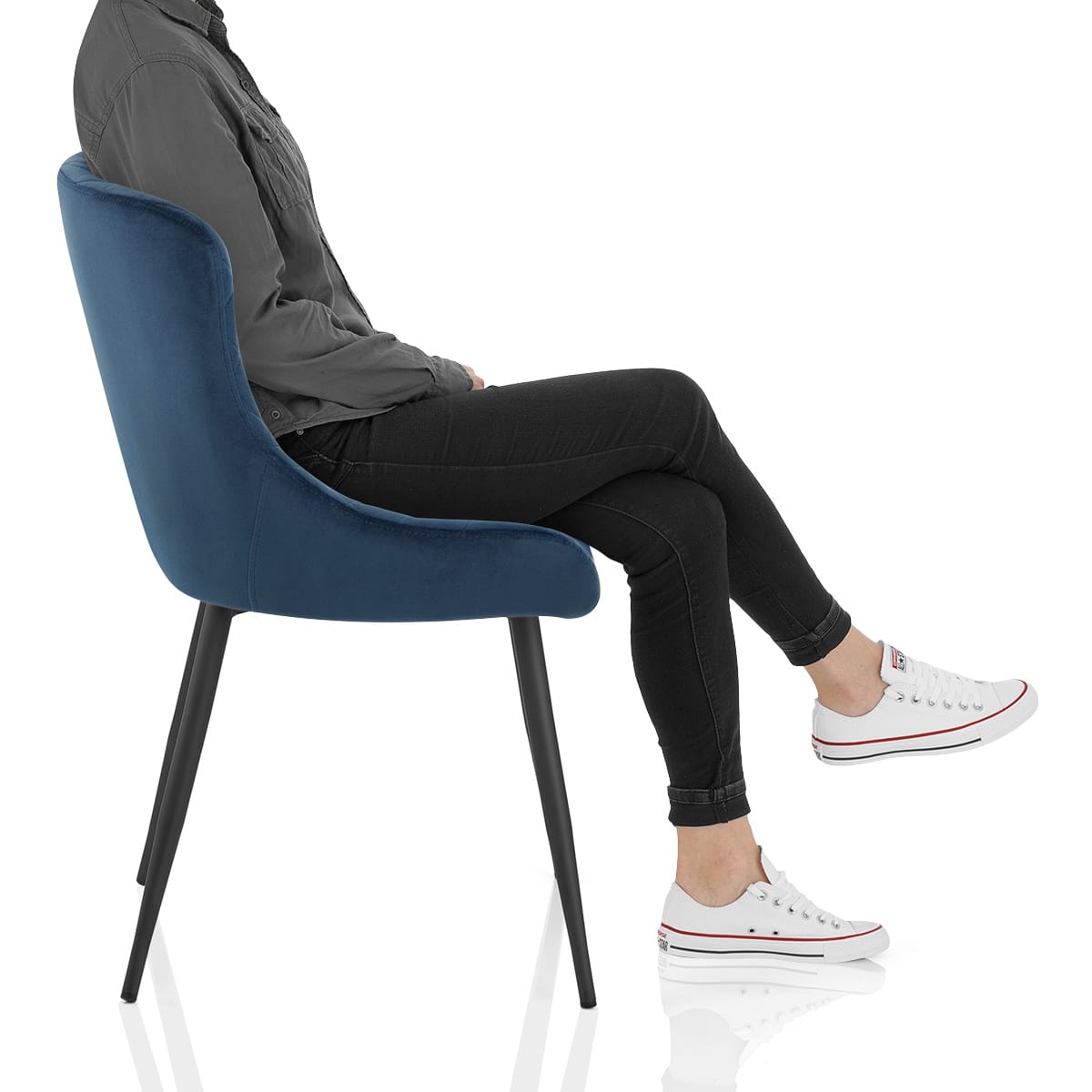 Provence Dining Chair Blue Velvet Frame Image