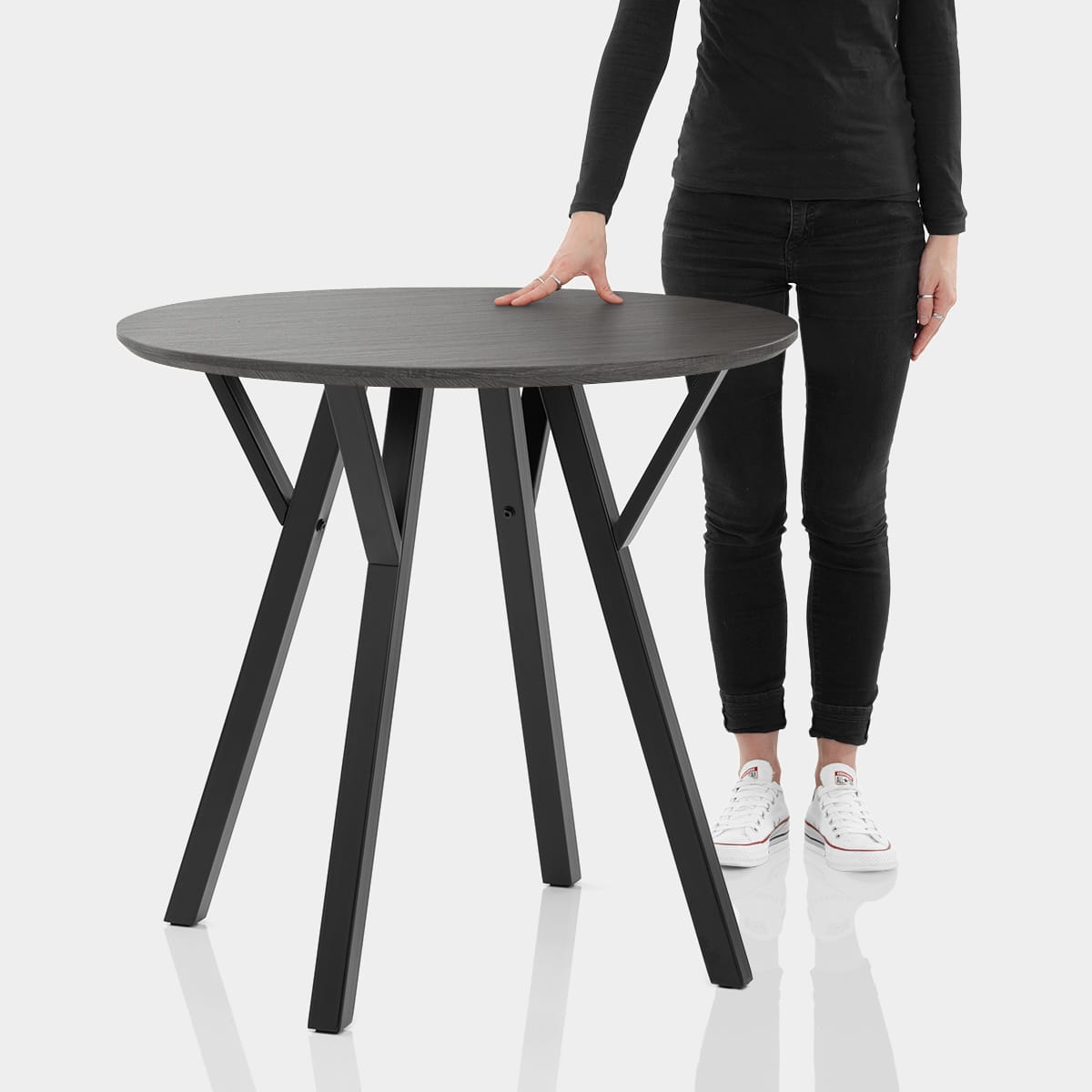 Quest 80cm Dining Table Grey Wood Features Image