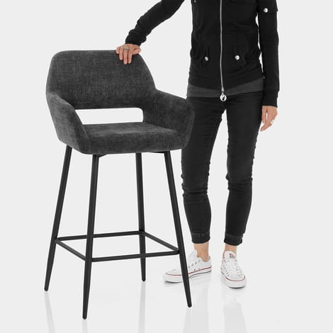 Raven Bar Stool Black Fabric Features Image
