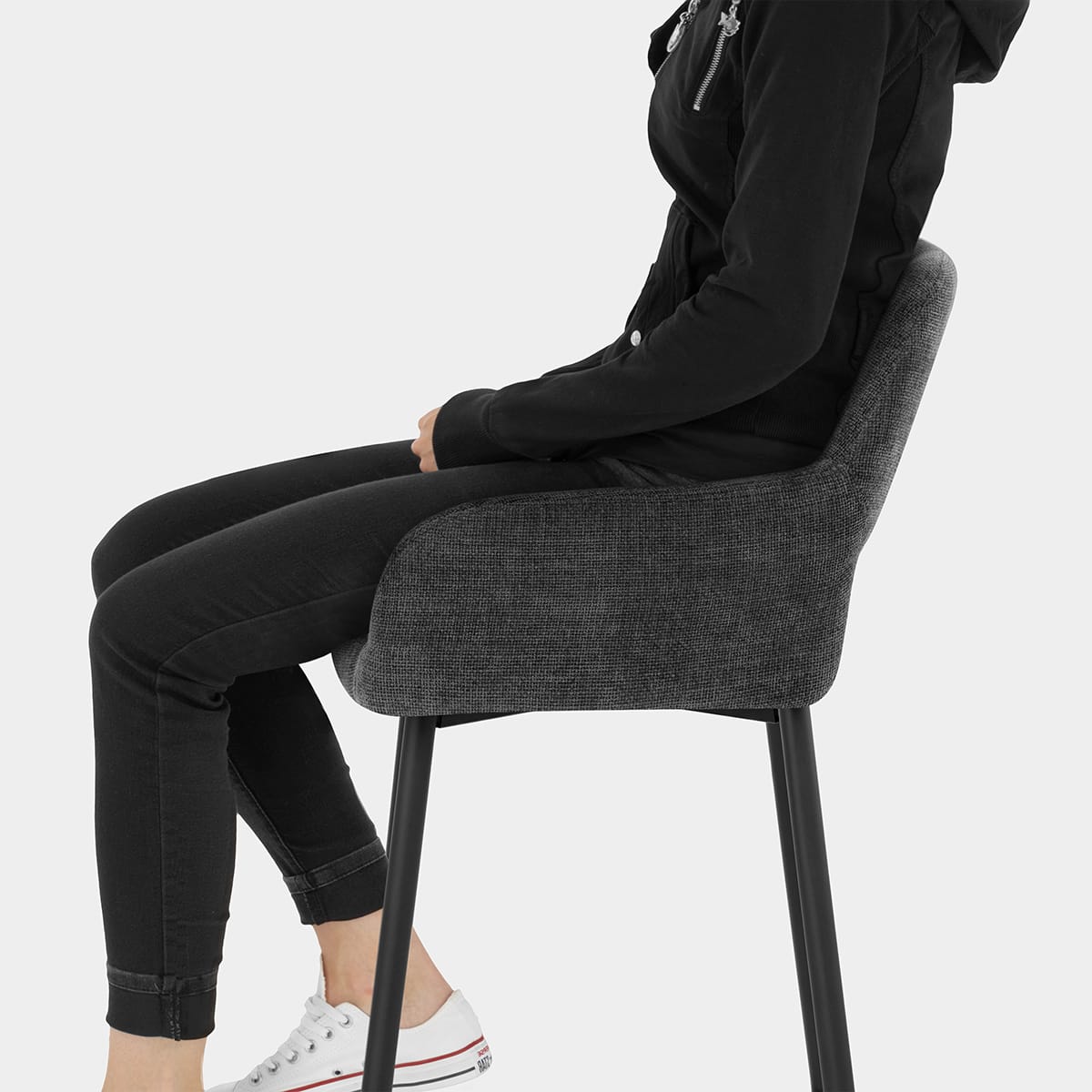 Raven Bar Stool Black Fabric Seat Image