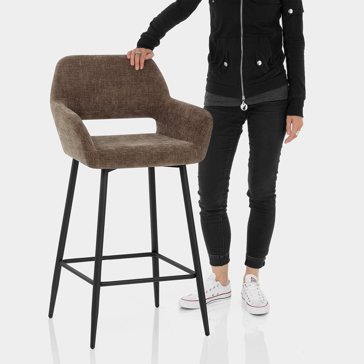 Raven Bar Stool Brown Fabric Features Image