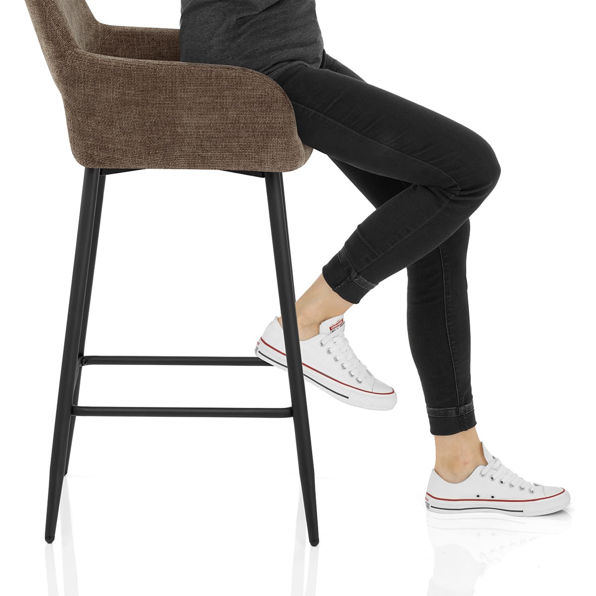 Raven Bar Stool Brown Fabric Frame Image