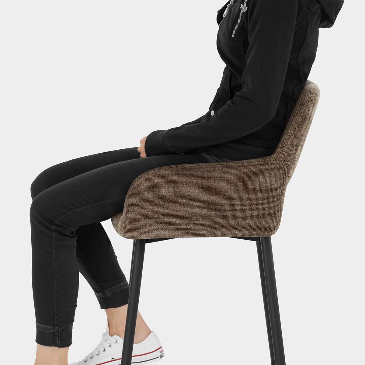 Raven Bar Stool Brown Fabric Seat Image