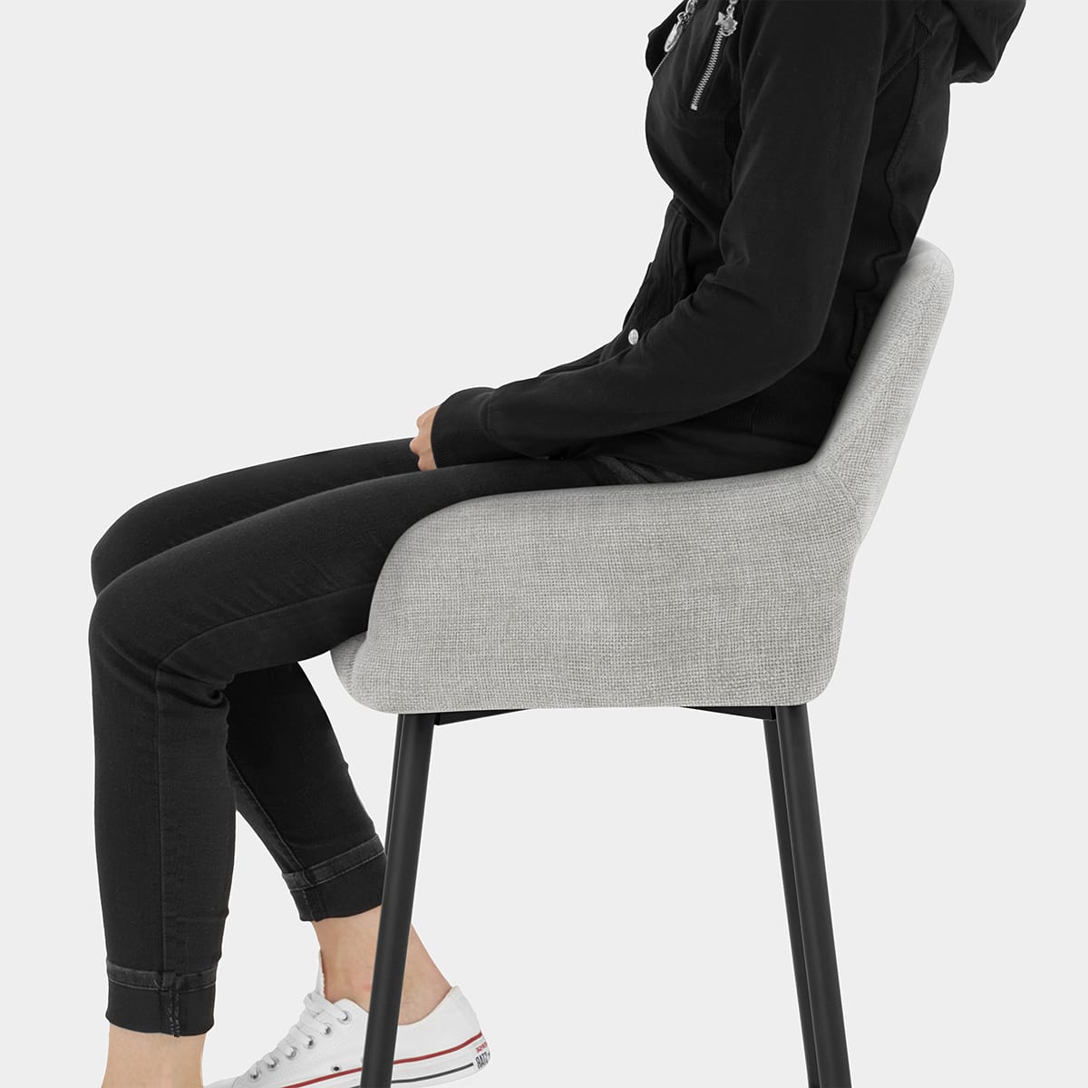 Raven Bar Stool Light Grey Fabric Seat Image