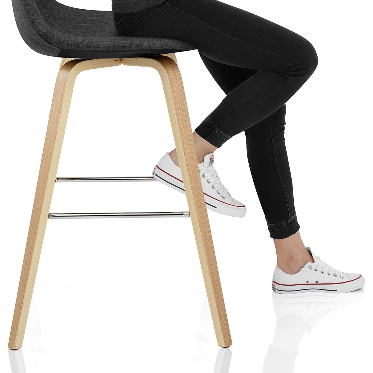 Reef Wooden Stool Charcoal Fabric Frame Image