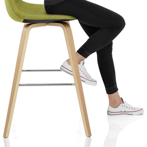 Reef Wooden Stool Green Fabric Frame Image