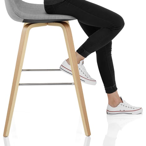 Reef Wooden Stool Grey Fabric Frame Image