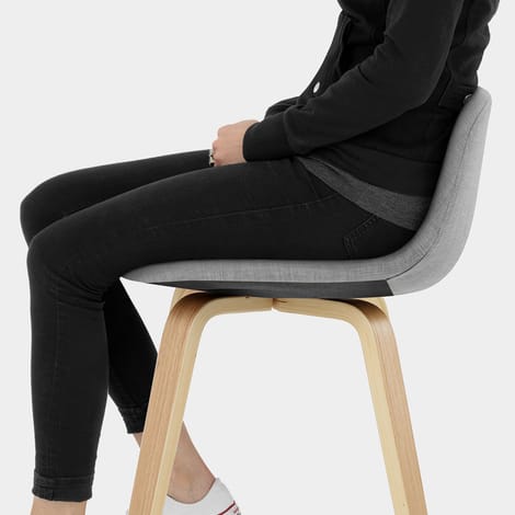 Reef Wooden Stool Grey Fabric Seat Image