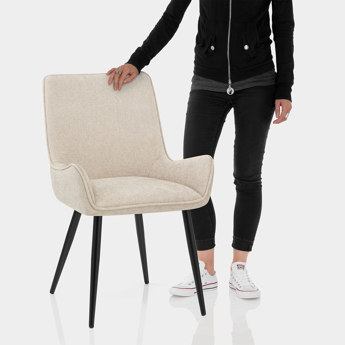 Rene Dining Chair Beige Fabric Features Image