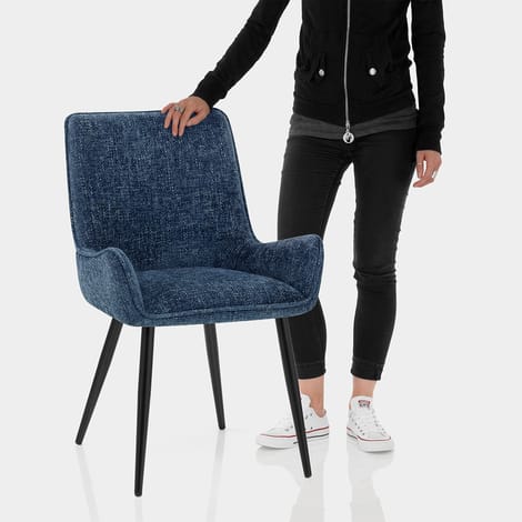 Rene Dining Chair Blue Fabric Features Image
