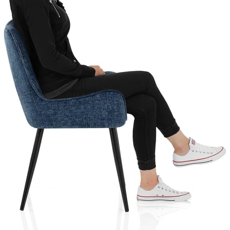 Rene Dining Chair Blue Fabric Frame Image