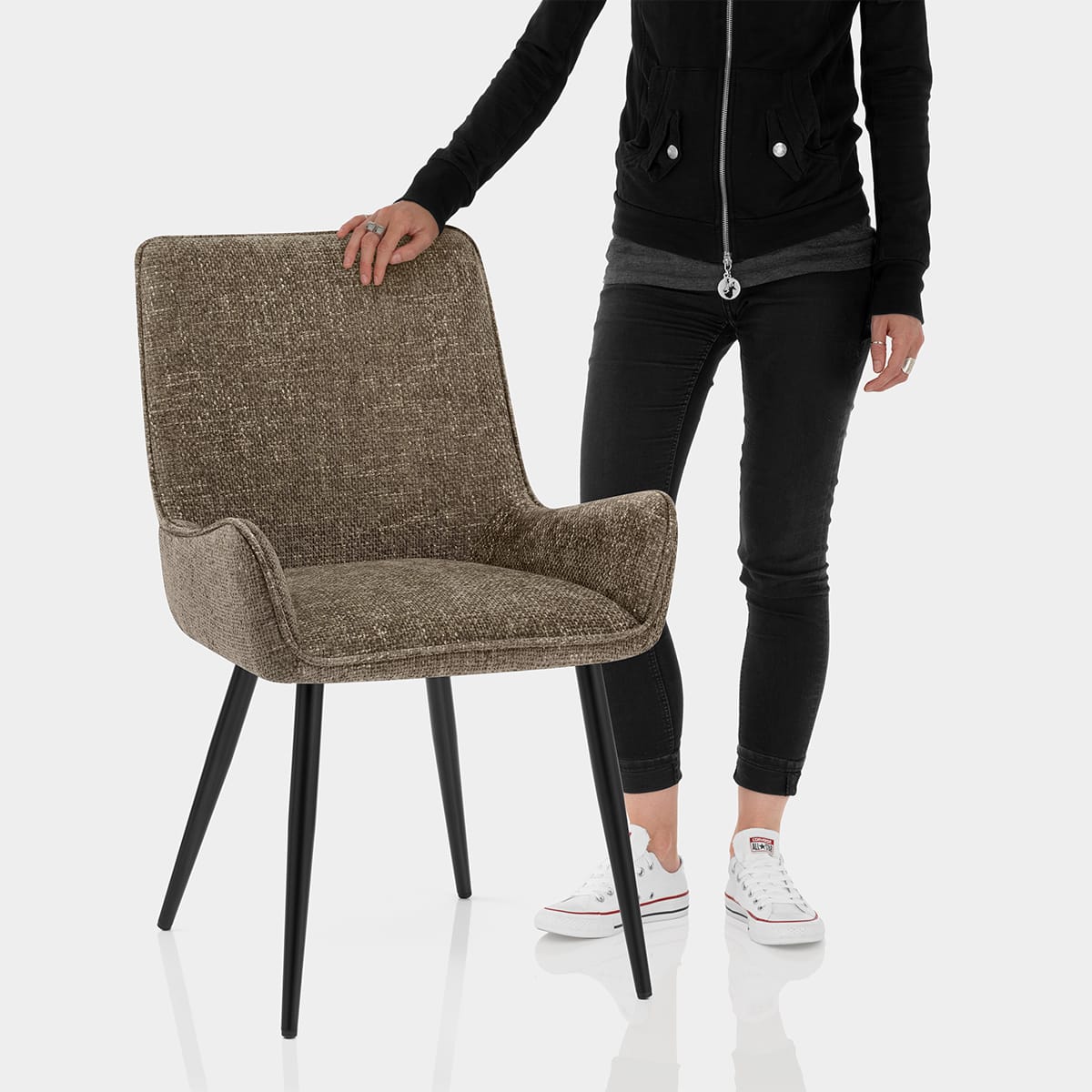 Rene Dining Chair Brown Fabric Features Image