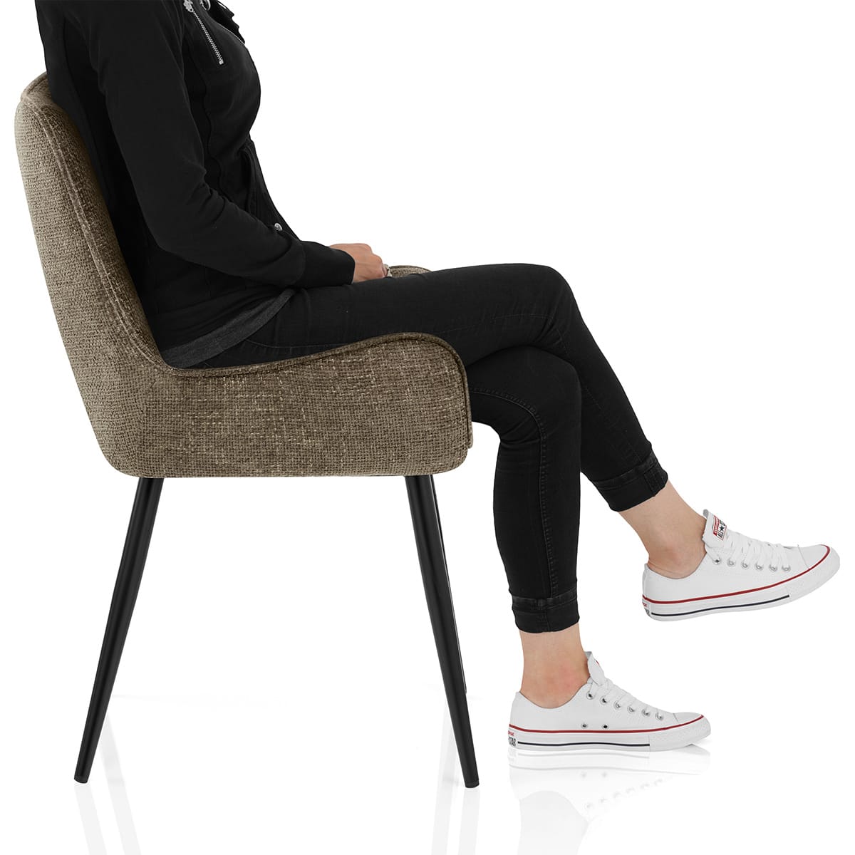 Rene Dining Chair Brown Fabric Frame Image