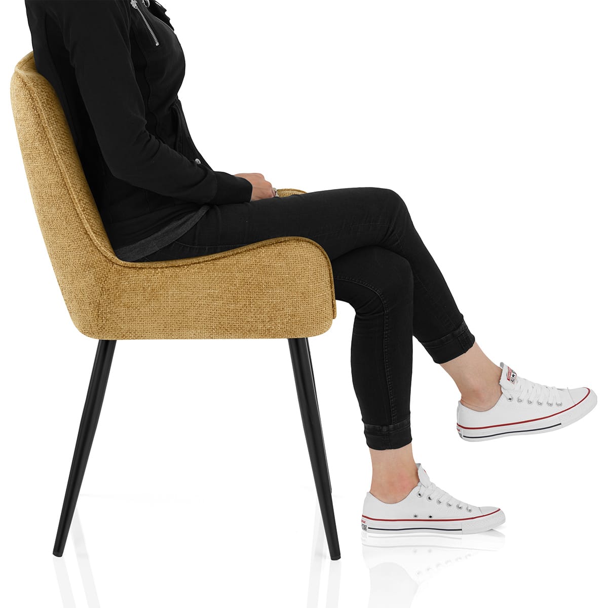 Rene Dining Chair Gold Fabric Frame Image