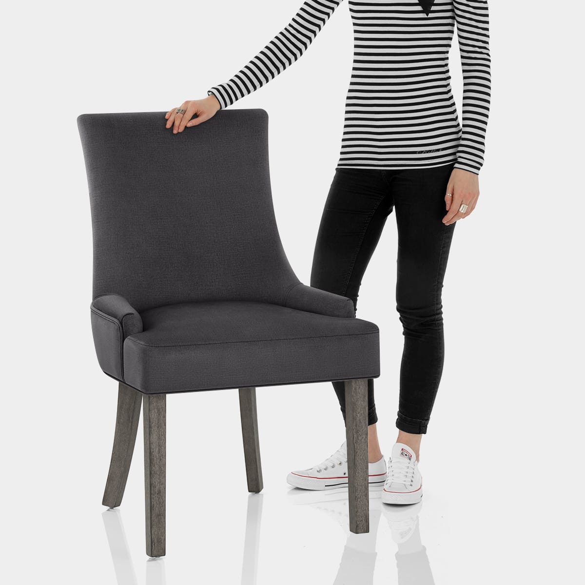 Richmond Grey Oak Chair Charcoal Fabric Features Image