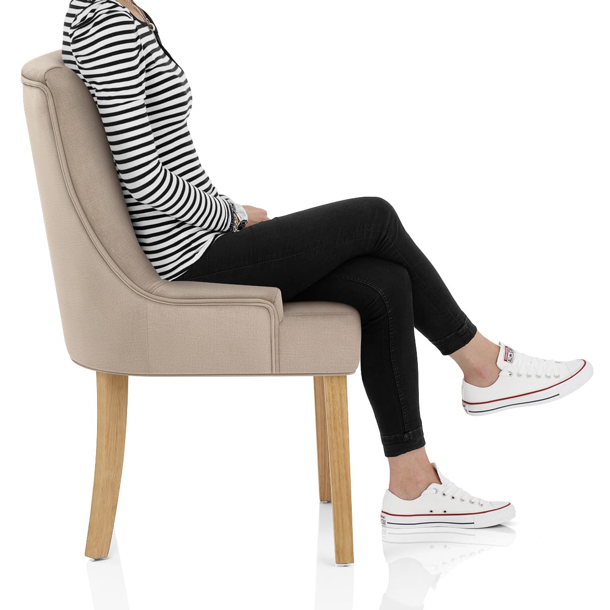 Richmond Oak Dining Chair Beige Fabric Frame Image