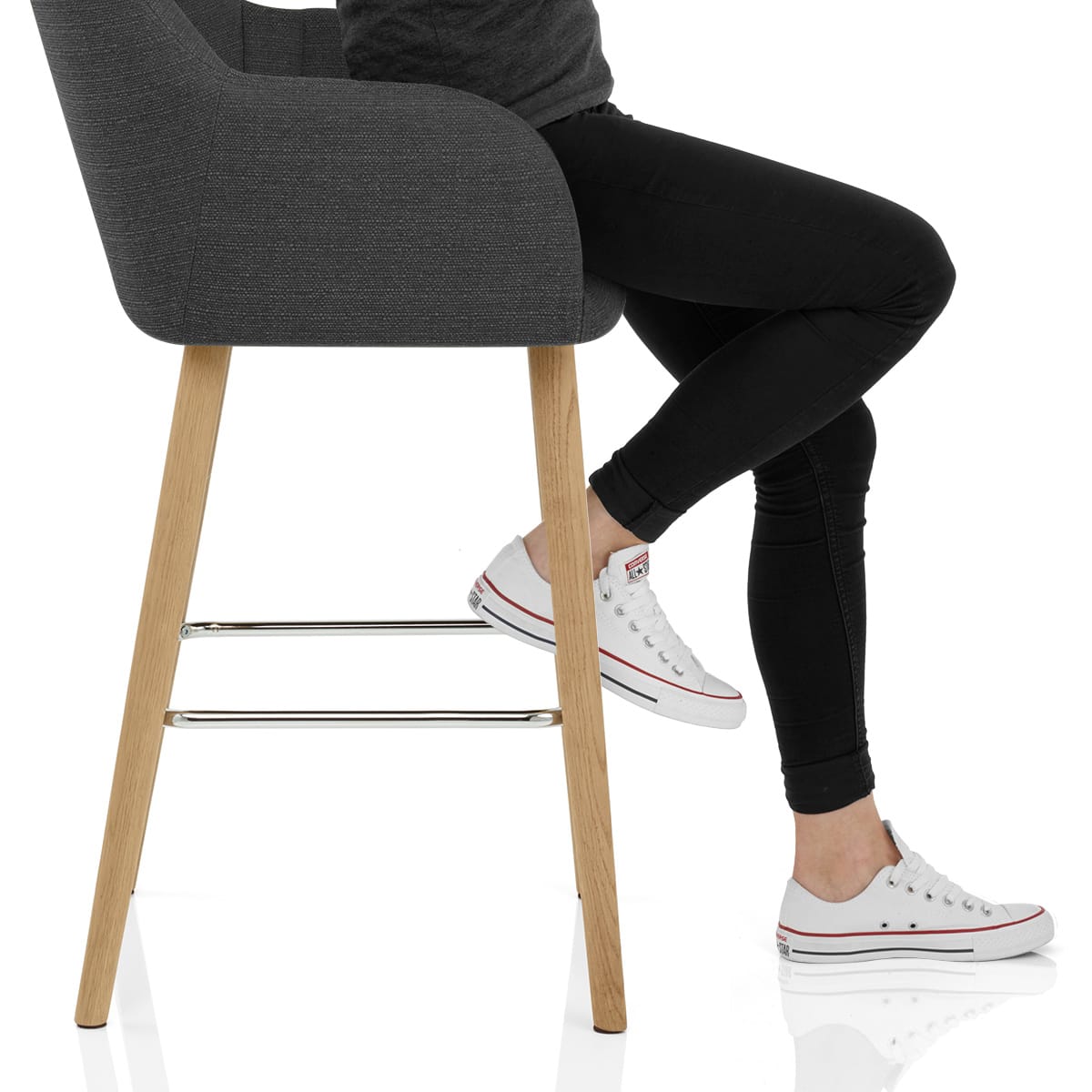 Rio Wooden Stool Charcoal Fabric Frame Image