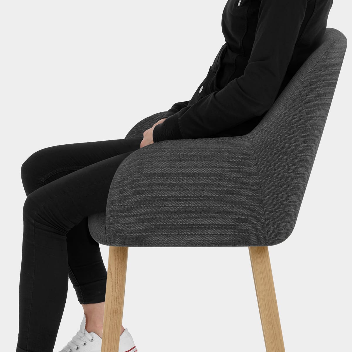 Rio Wooden Stool Charcoal Fabric Seat Image