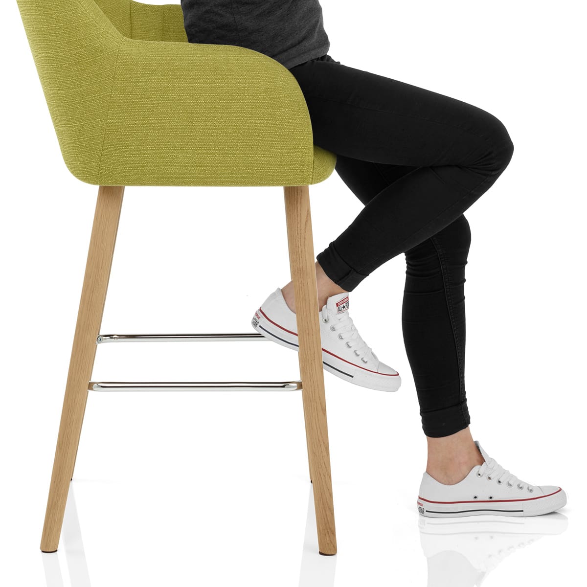 Rio Wooden Stool Green Fabric Frame Image