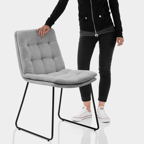 Riva Dining Chair Light Grey Fabric Features Image