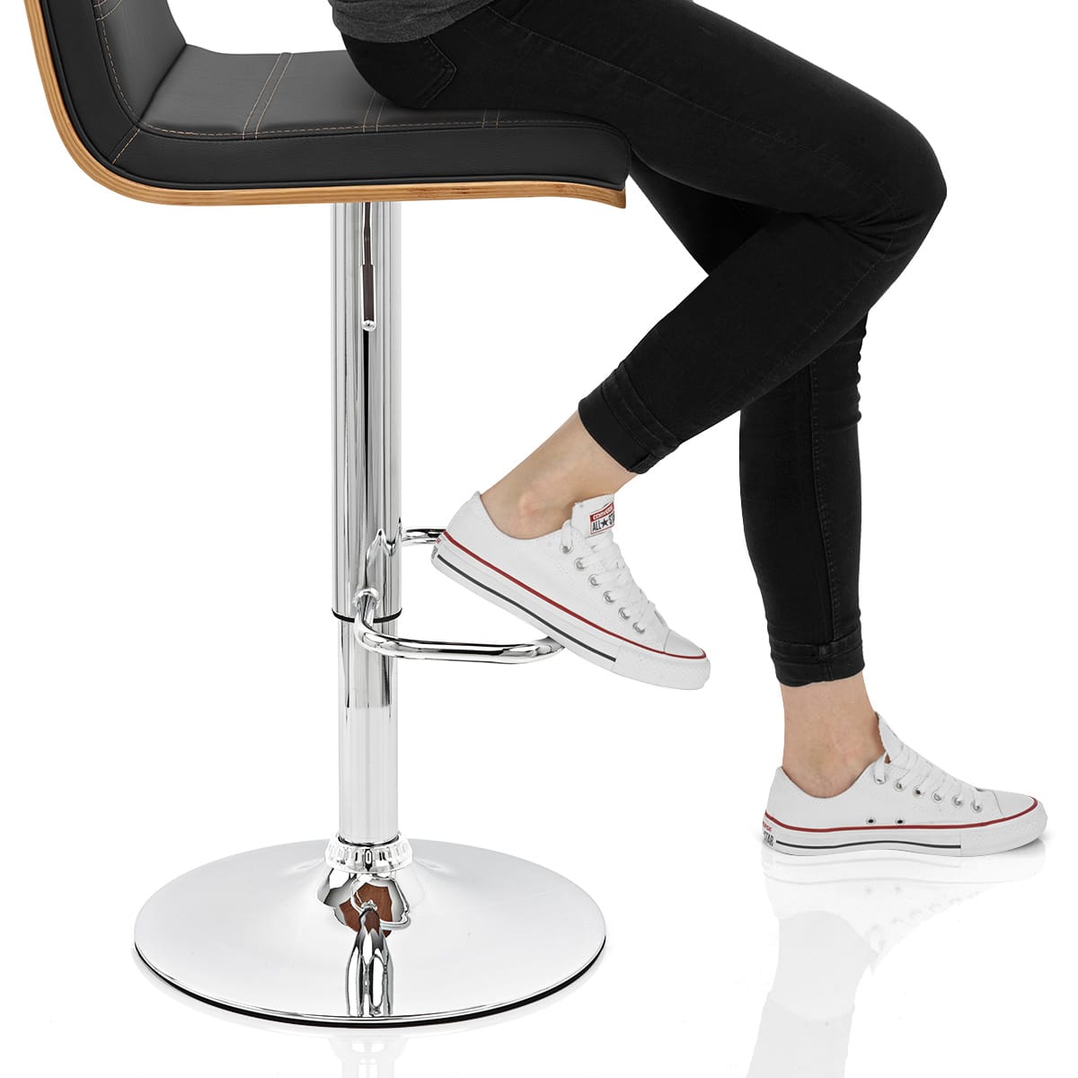 Riviera Walnut Bar Stool Black Frame Image