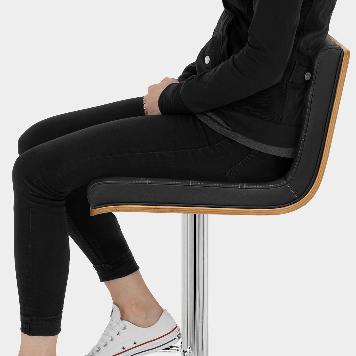 Riviera Walnut Bar Stool Black Seat Image