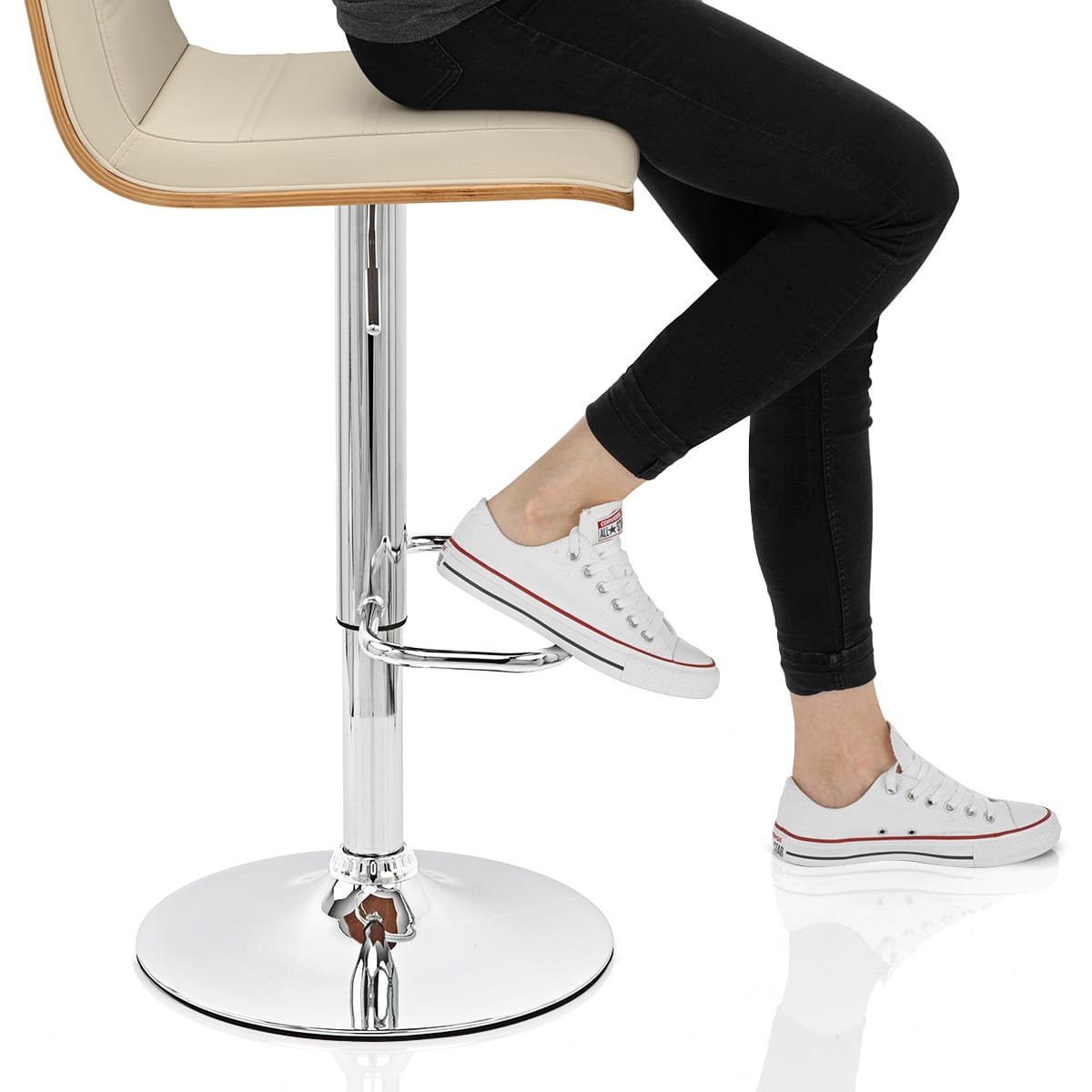 Riviera Walnut Bar Stool Cream Frame Image