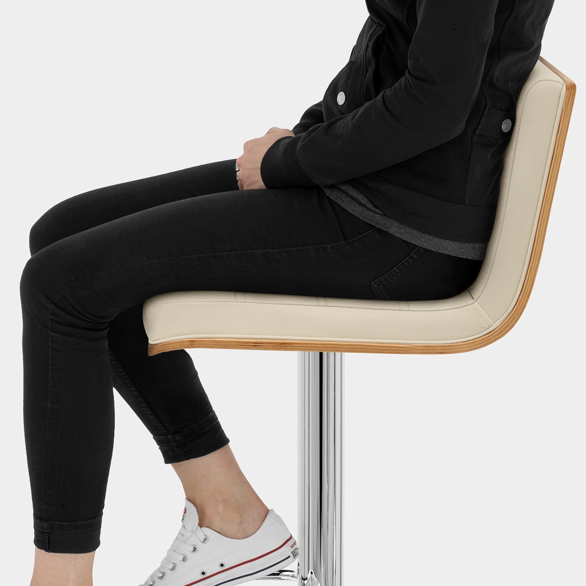 Riviera Walnut Bar Stool Cream Seat Image