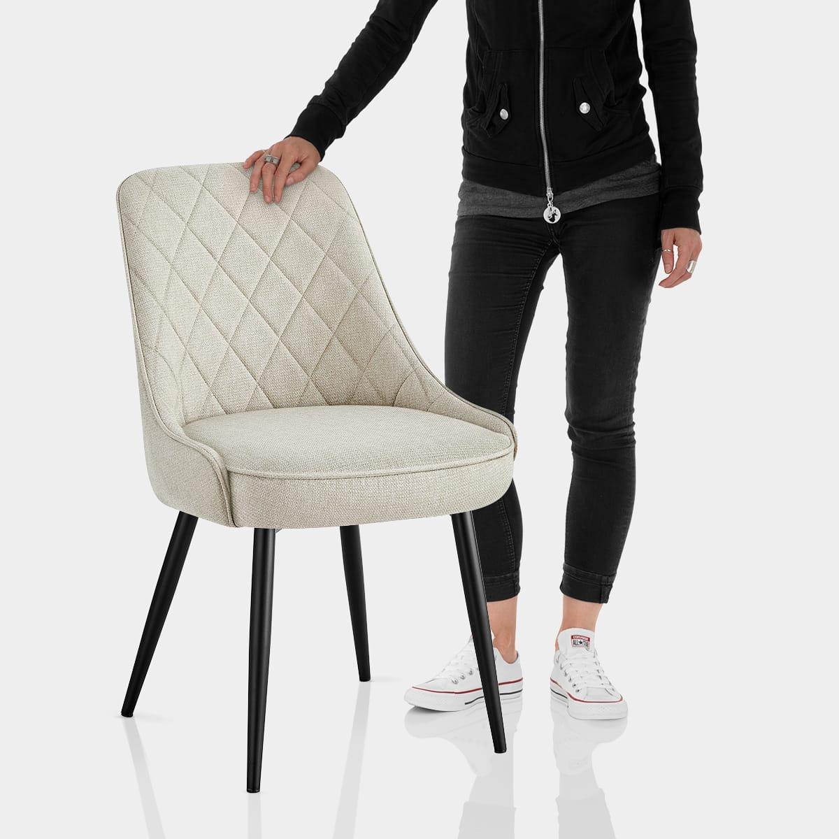 Robyn Dining Chair Beige Fabric Features Image