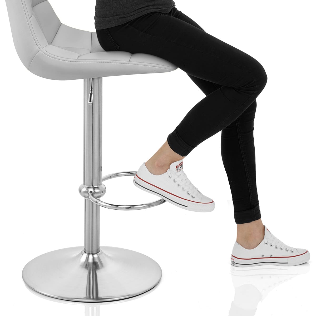 Rochelle Brushed Steel Stool Grey Frame Image