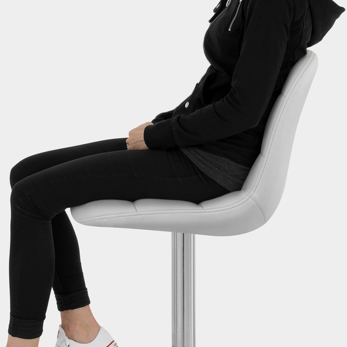 Rochelle Brushed Steel Stool Grey Seat Image