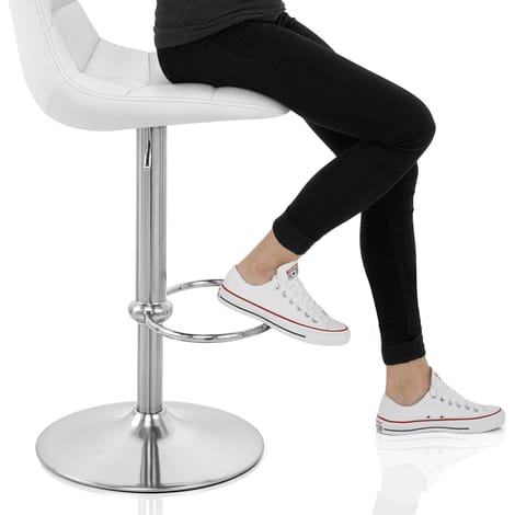 Rochelle Brushed Steel Stool White Frame Image