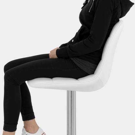 Rochelle Brushed Steel Stool White Seat Image