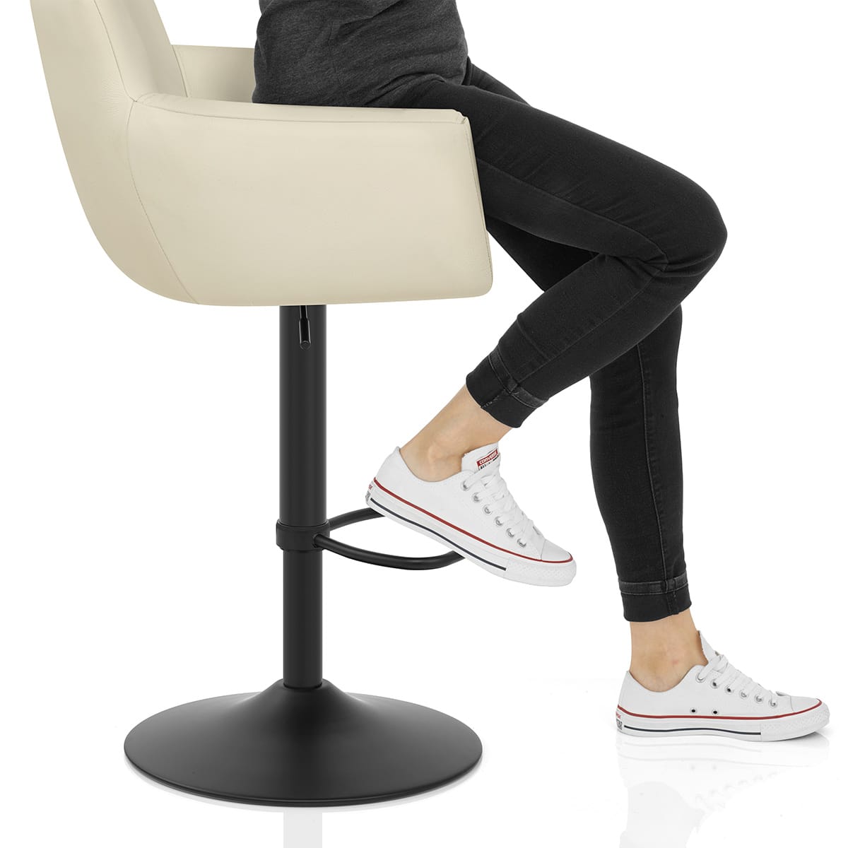 Rome Real Leather Gas Lift Stool Cream Frame Image