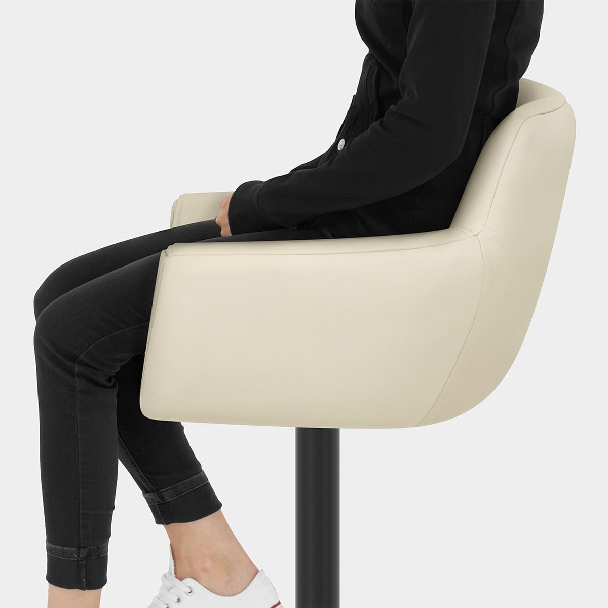 Rome Real Leather Gas Lift Stool Cream Seat Image