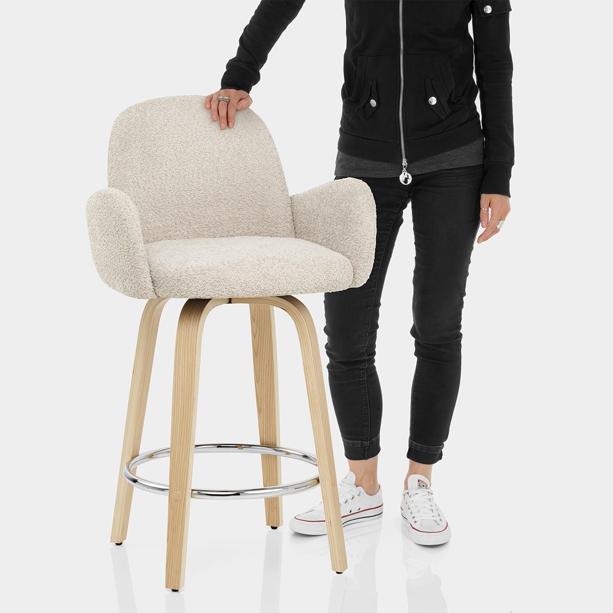 Romeo Bar Stool Cream Boucle Features Image