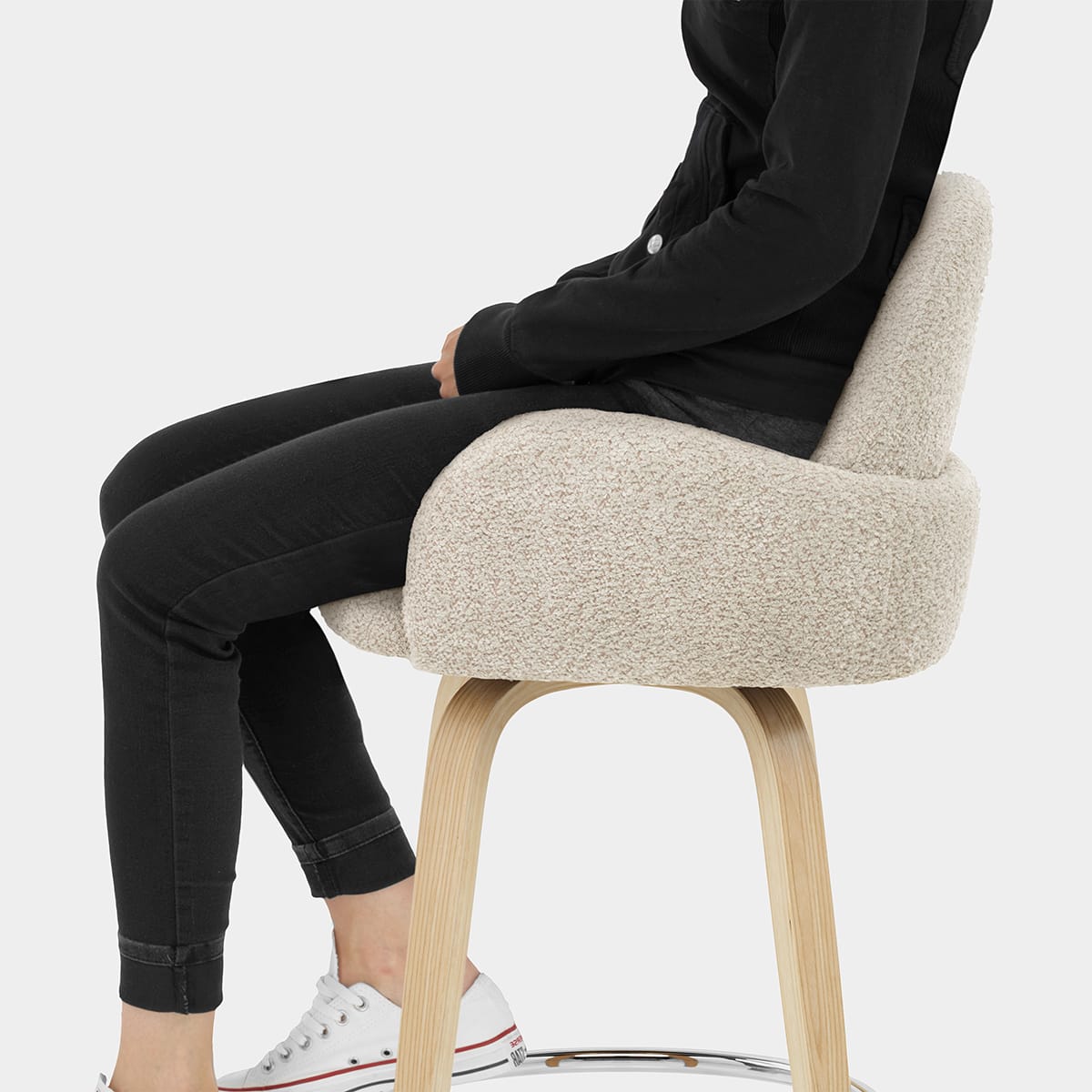 Romeo Bar Stool Cream Boucle Seat Image