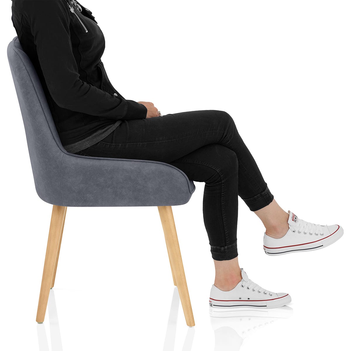 Rosa Oak Dining Chair Blue Frame Image