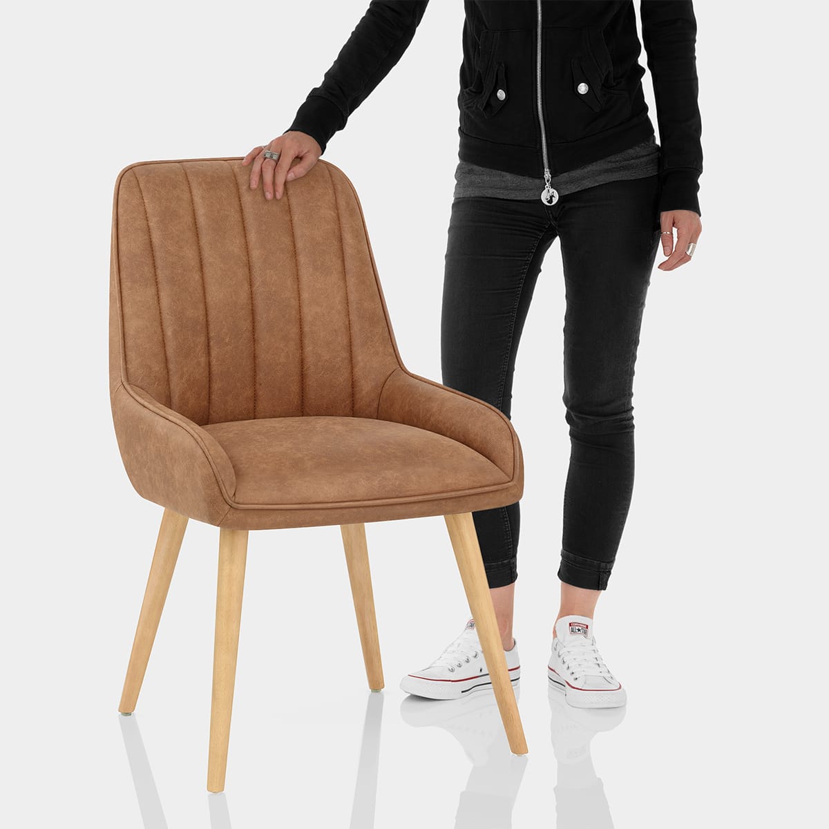 Rosa Oak Dining Chair Tan Features Image