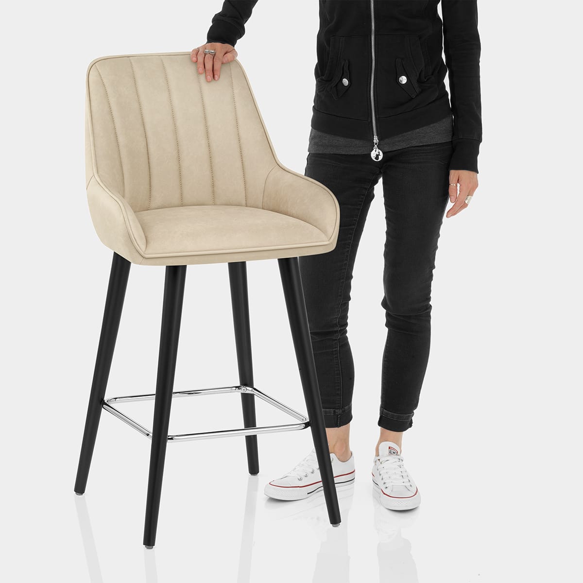 Rosa Bar Stool Beige Features Image